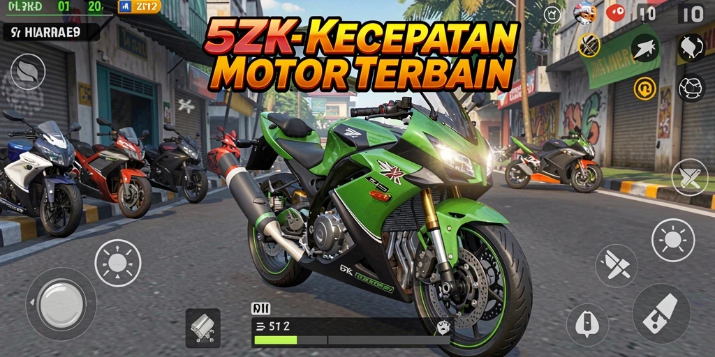 Gameplay seru dengan balapan motor di trek yang menantang.