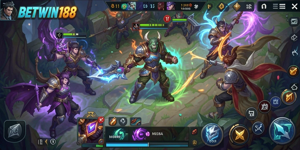 Screenshot gameplay BETWIN188 dengan aksi pertempuran seru.