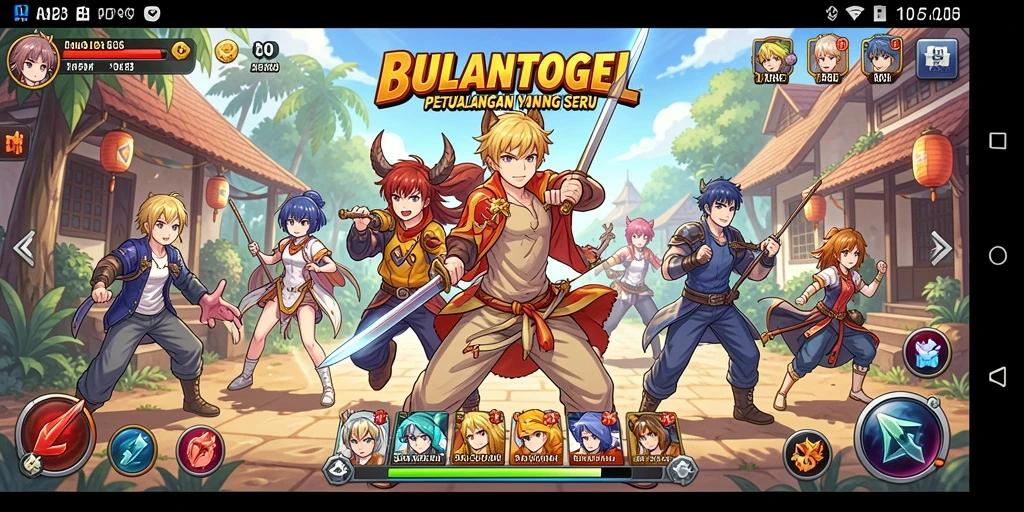 Screenshot game BULANTOGEL yang menunjukkan karakter anime dalam aksi.