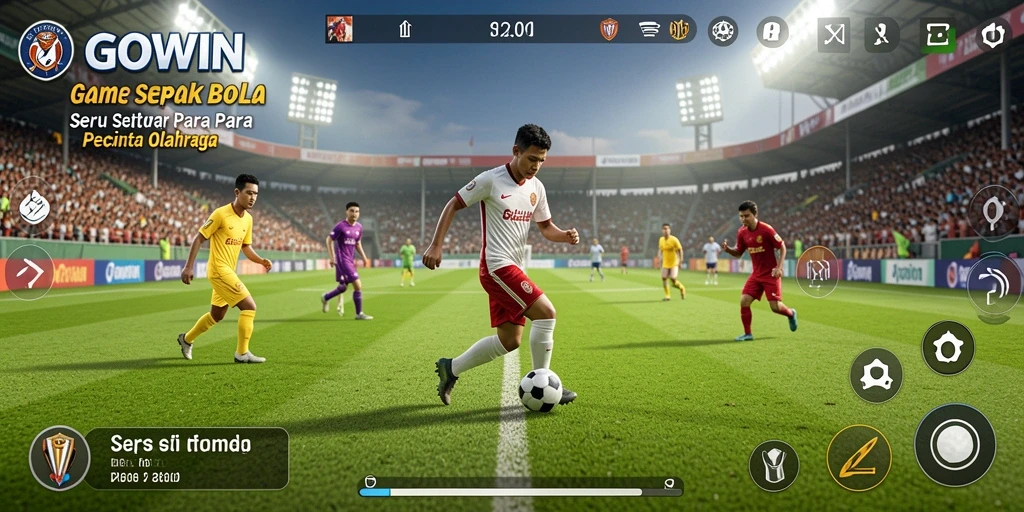 Tampilan gameplay GOWIN yang memukau dalam pertandingan sepak bola.