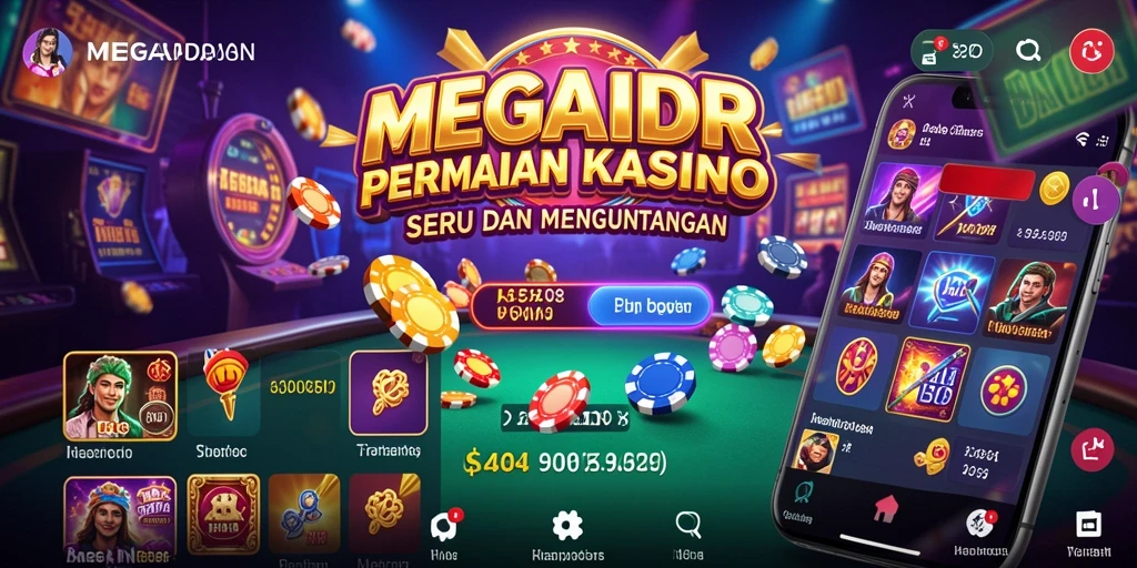 Tangkapan layar gameplay yang memukau dari MEGAIDR dengan suasana kasino yang nyata.