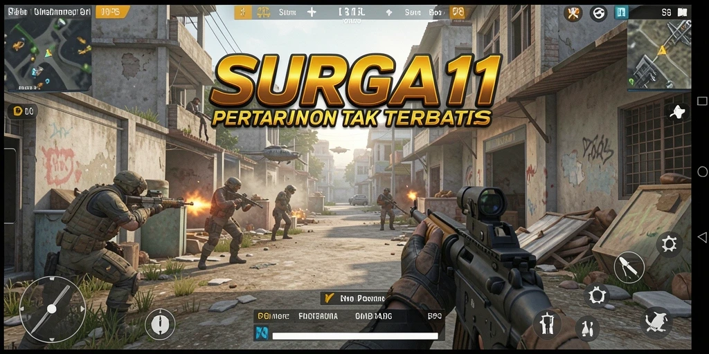 Gameplay seru dari SURGA11 dengan aksi tembak-menembak yang mendebarkan.