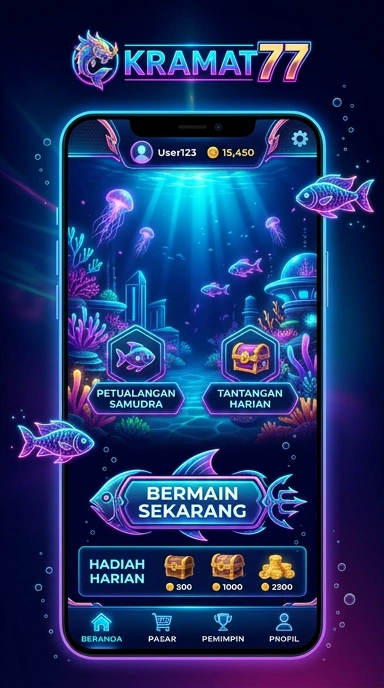 Screenshot aplikasi kramat77 dengan berbagai fitur menarik.